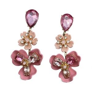 Elegant Anne Klein Pink Floral Drop Earrings
